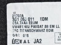 Volkswagen Passat (B8) 2014-2023 Коврики (4 ст.) Запчасть код: 3G1863011 EOM
Тип кузова: Sedaan